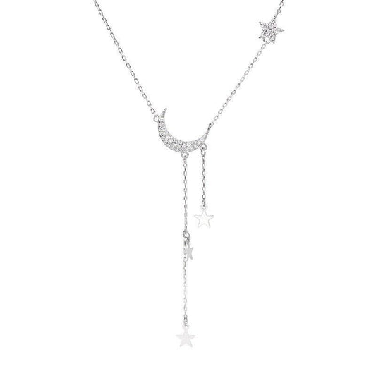 Elara Sterling Silver Moon and Star Necklace