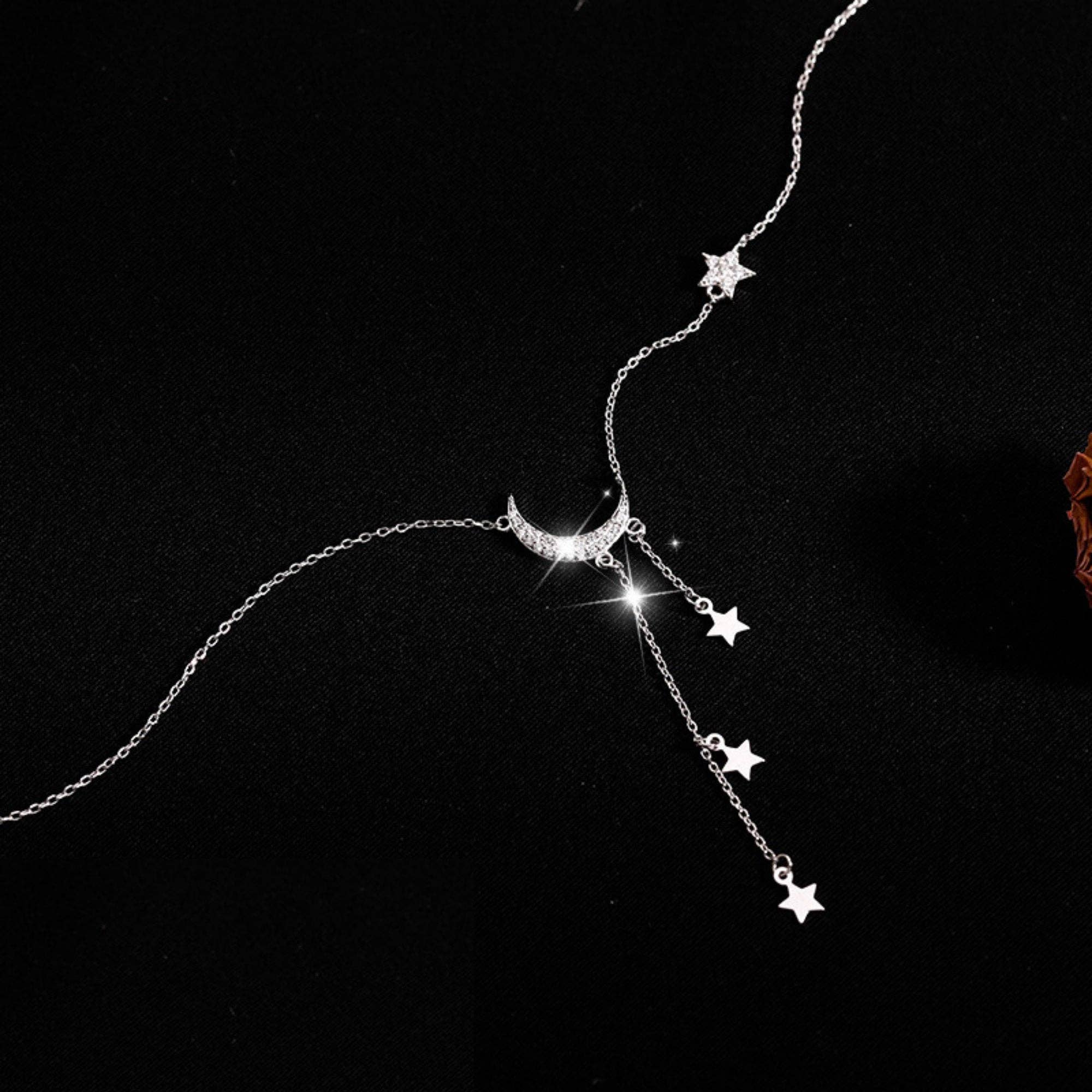 Elara Sterling Silver Moon and Star Necklace