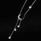 Elara Sterling Silver Moon and Star Necklace
