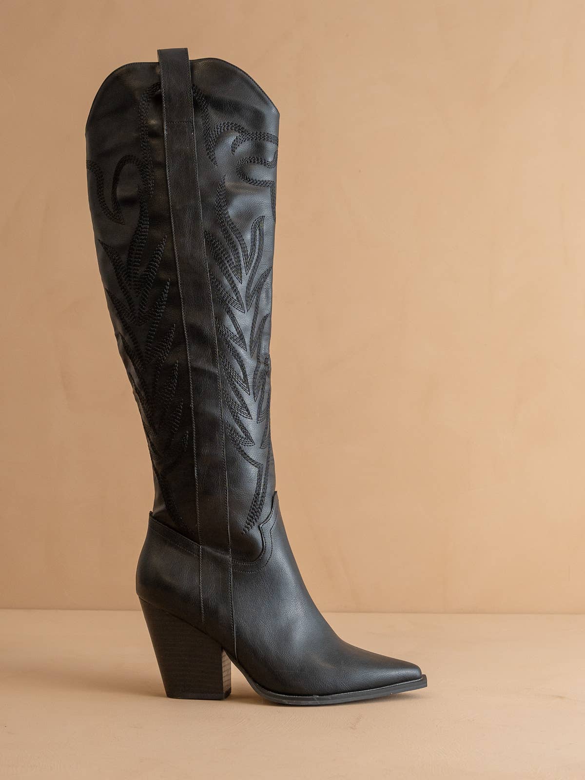 The Megan Black Vegan Leather Knee-High Boot