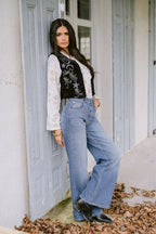 Black Velvet Embroidered Moon & Star Vest