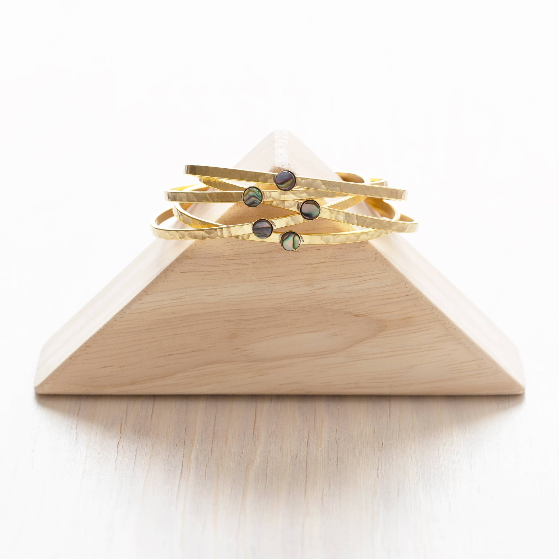 Abalone Stone Gold Cuff