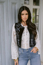 Black Velvet Embroidered Moon & Star Vest