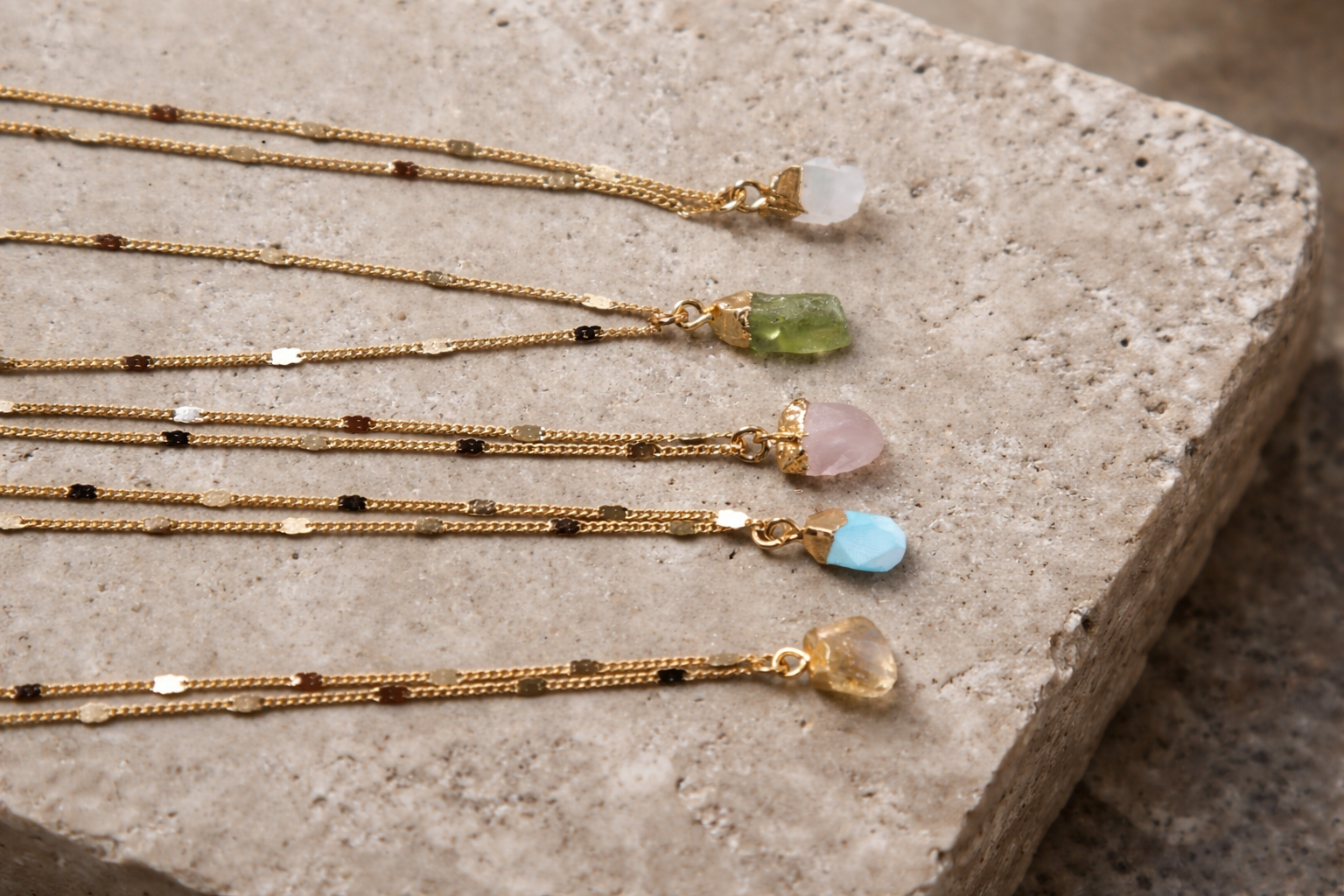 Raw Cut Gemstone Elemental Necklaces Main image