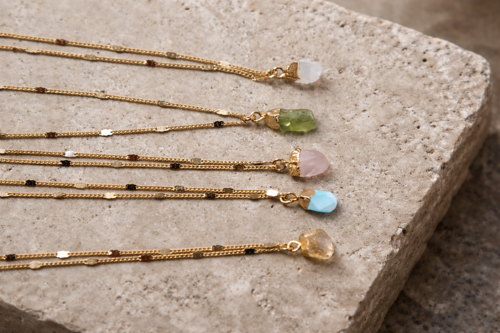Raw Cut Gemstone Elemental Necklaces