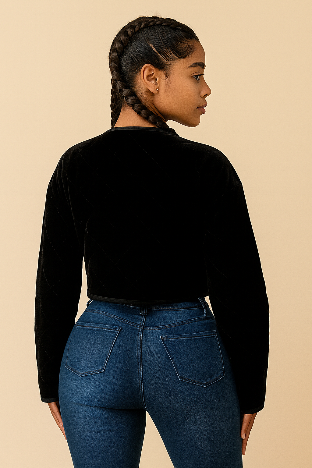 The Amara Velvet Quilted Button Front Jacket