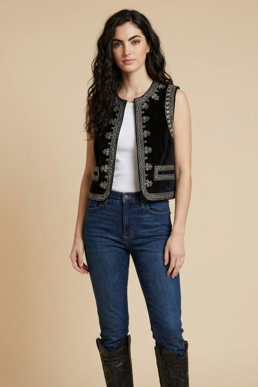 The Night Bloom Velvet Vest