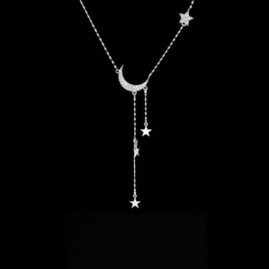 Elara Sterling Silver Moon and Star Necklace