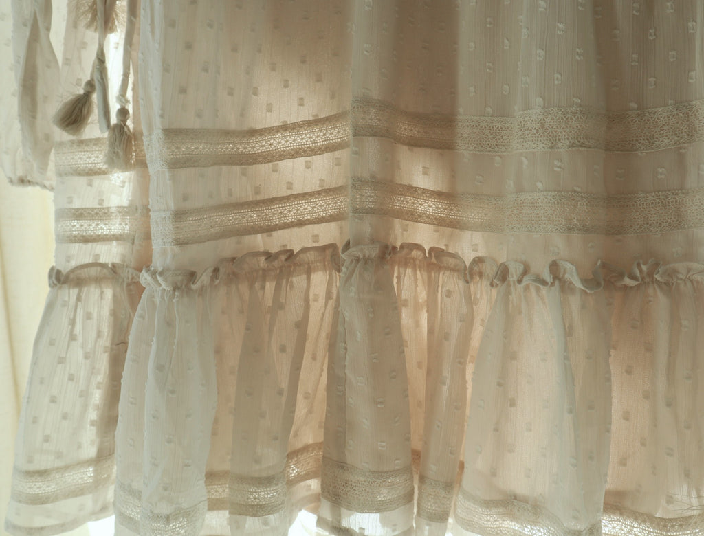 Laura Sheer Swiss Dot Long Sleeve Mini Dress