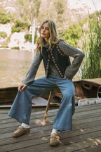 Dahlia Floral Embroidered Faux Suede Vest