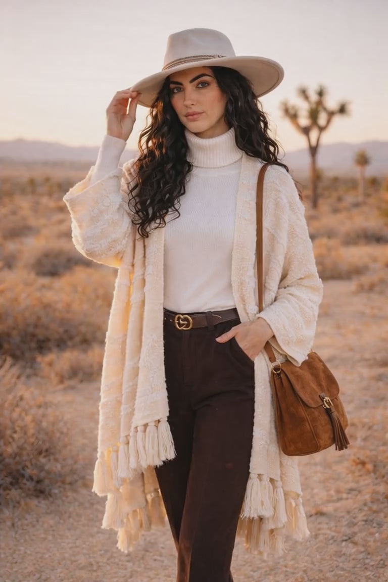 Sahara Luxe Textured Tassel Cardigan