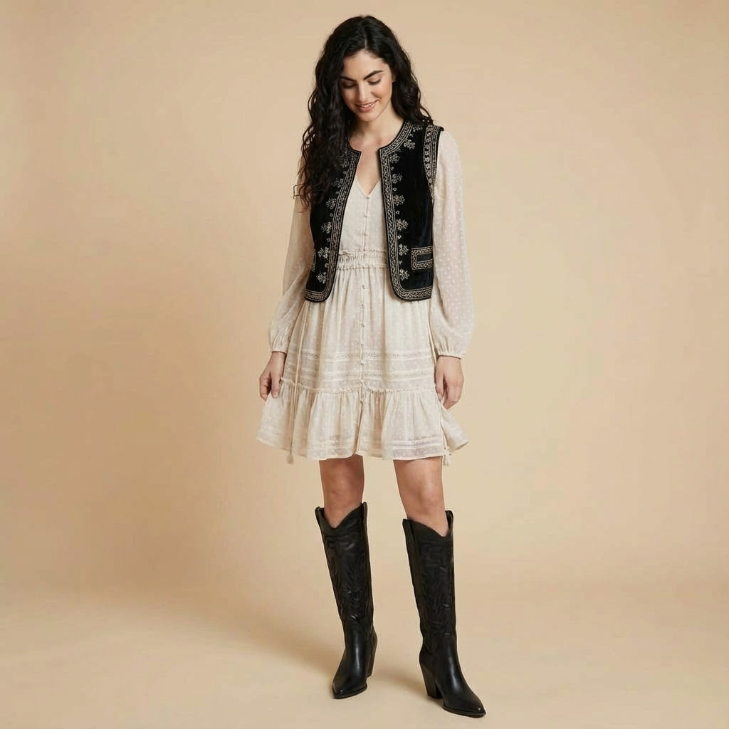 The Night Bloom Velvet Vest